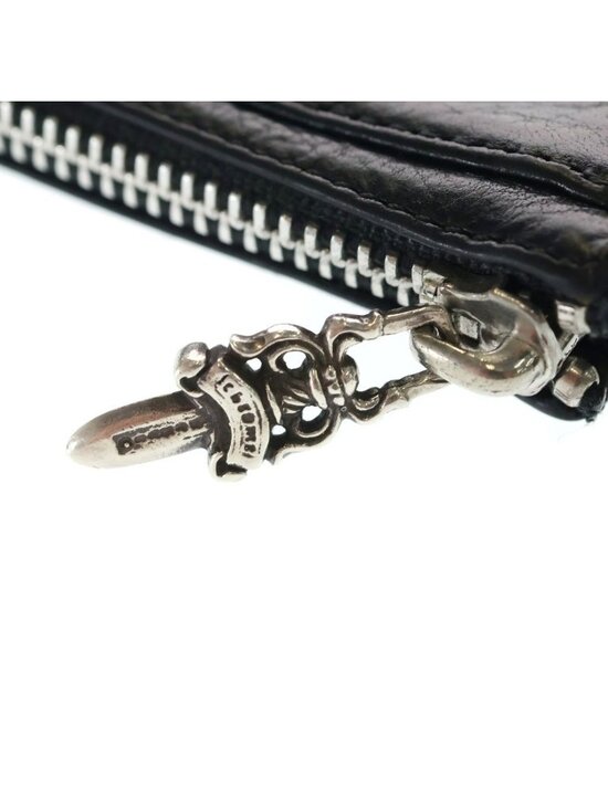 CHROME HEARTS クロムハーツ Filigree Cross Half Zip Leather Wallet フィリグリー クロス ハーフジップ レザー ウォレット ブラック/シルバー Chrome Hearts Filigree Cross Half Zip Leather Wallet Black Silver